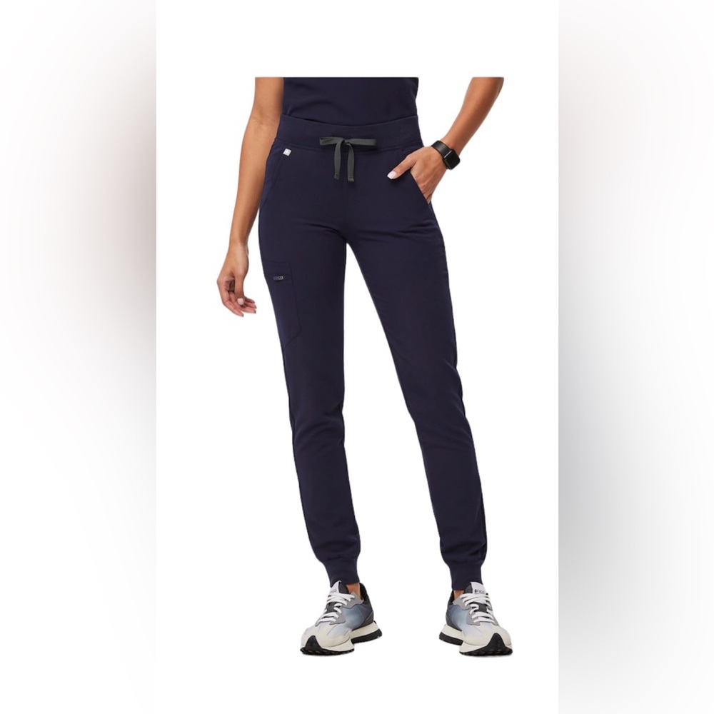Figs Women's Navy Track Joggers with Gray Drawstring